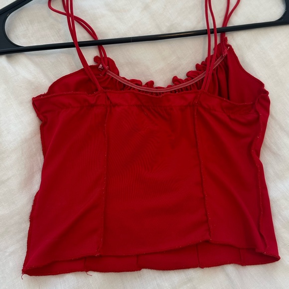 Princess Polly Red Ruffle Cropped Tank - Picture 5 of 5